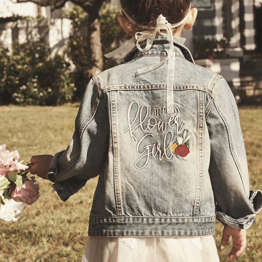 Flower girl Jean Jacket | Flower Girl David’s Bridal | Wedding jean jacket